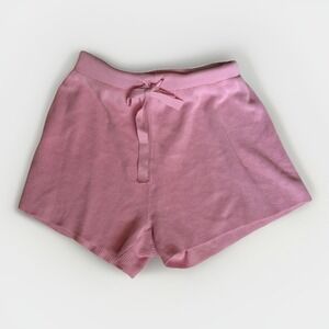 All Fenix Women's Pink Ribbed Knit Lounge Shorts Size Small High Waist Stretch